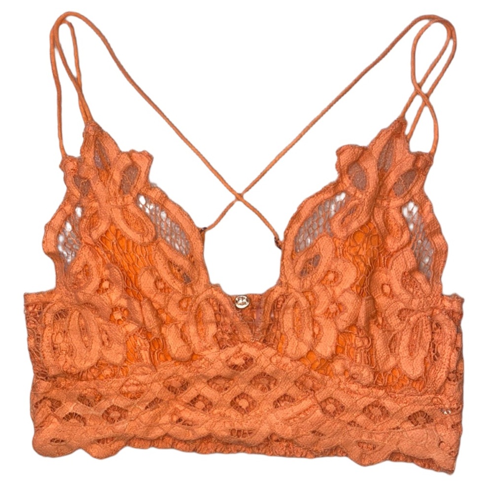FREE PEOPLE ADELLA ORANGE LACE BRALETTE TOP - FP ONE